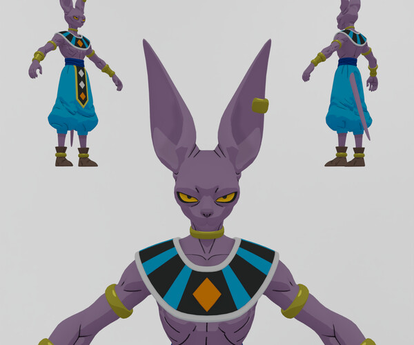 OBJ file Bills Beerus Dragon Ball Dragon Ball Textured RIgged