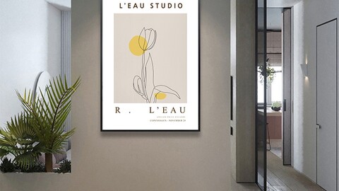 Contemporary Geometric Interior Framed Poster