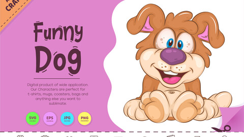 Funny Cartoon Dog. Clipart.