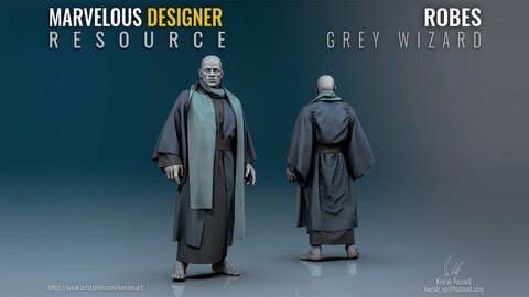 Robes: Grey Wizard - Marvelous Designer Resource