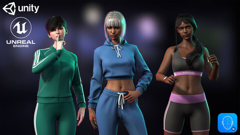 Sportswear Casual Girls Pack - Game-Ready 3D characters for Unreal, Unity, Blender
