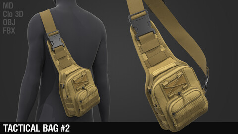 Tactical Bag #2 / Military / Rig / Pouch / Waist bag / Belt / Equipment / Hip / Marvelous Designer