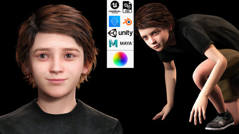 Leo - Realistic Child Boy 3D Model with Beautiful Smile