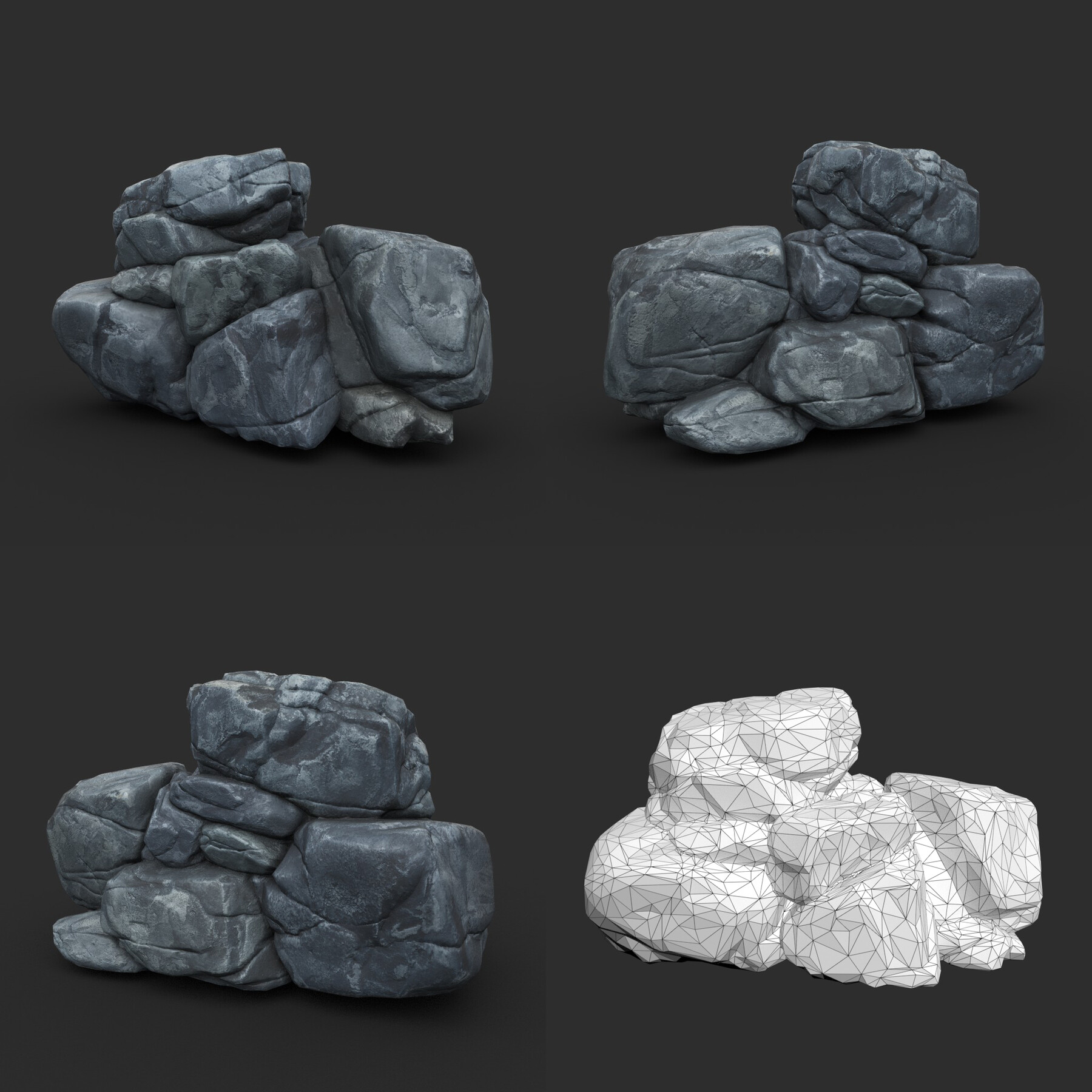 ArtStation - Low poly Boulder Rock 230412 | Game Assets