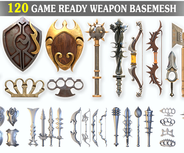 ArtStation - 120 Game Ready Weapon Basemesh_vol_02 | Game Assets