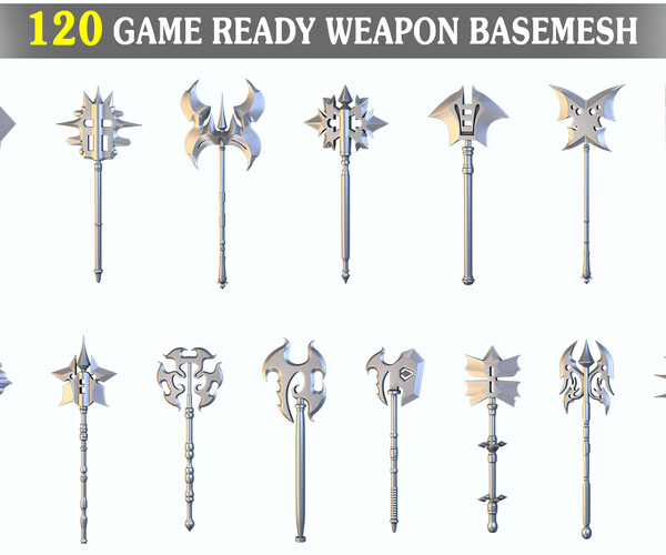 ArtStation - 120 Game Ready Weapon Basemesh_vol_02 | Game Assets