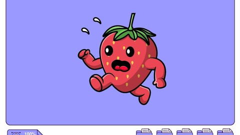 Cute Strawberry Running Cartoon Vector Icons Illustration. Flat Cartoon Concept. Suitable for any creative project.