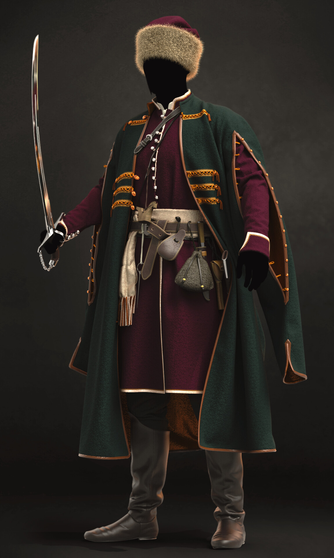 ArtStation - Outfit of the second half of the 17th century (Ukrainian  Cossack)_3. Marvelous Designer/Clo3d project + OBJ. | Resources