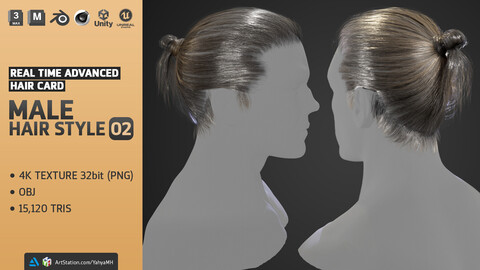 Male Hairstyle 02 - Real time Advanced Hair Card for Game