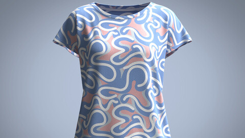 Girls-Pastel Squigg AOP Tops