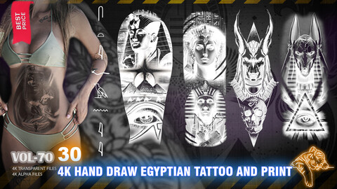 30 4K HAND DRAW EGYPTIAN TATTOO AND PRINT - HIGH END QUALITY RES - (ALPHA & TRANSPARENT) - PART1 - VOL70
