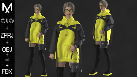 Female Outfit OBJ mtl FBX ZPRJ