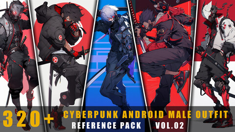 320+ Cyberpunk Android Male Outfit - References Pack.02