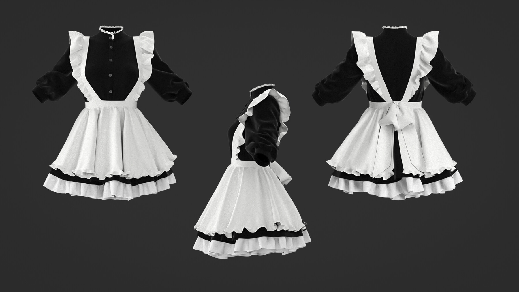 ArtStation - Housemaid outfit set / Marvelous Designer/Clo3D project ...