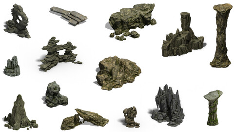 101 Objects Mountain Terrain Stone Rock Cliff Nature Construction Kit Game Assets