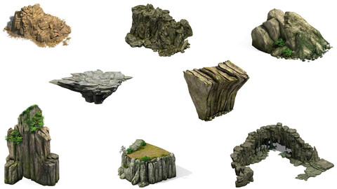 40 Mountain Terrain Rock Stone Wall Cliff Nature Architectural Landscape Background Environment Game Asset