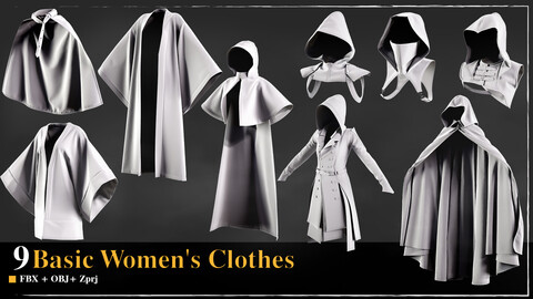 9 Basic Women's Clothes Pack - Marvelous / CLO Project file
