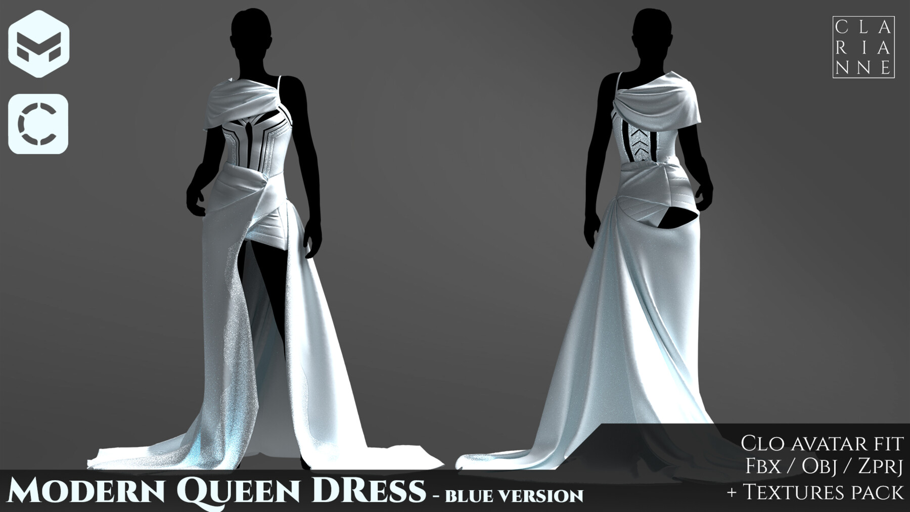 ArtStation Modern queen dress Obj/FBX + Project Resources