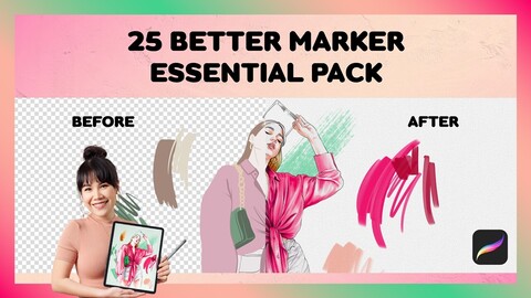 Procreate Marker Brushes | 25 Better Marker Essential Pack