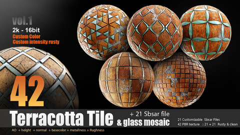 Terracotta tiles & glass mosaics