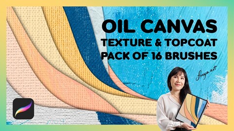 Procreate Canvas | Oil Canvas Texture & Topcoat Pack of 16 Brushes