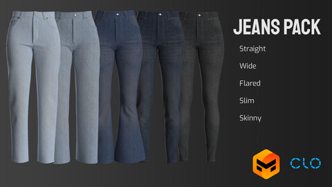 Jeans Pack #1 Basics \ Female - Marvelous Designer \ CLO3D Projects