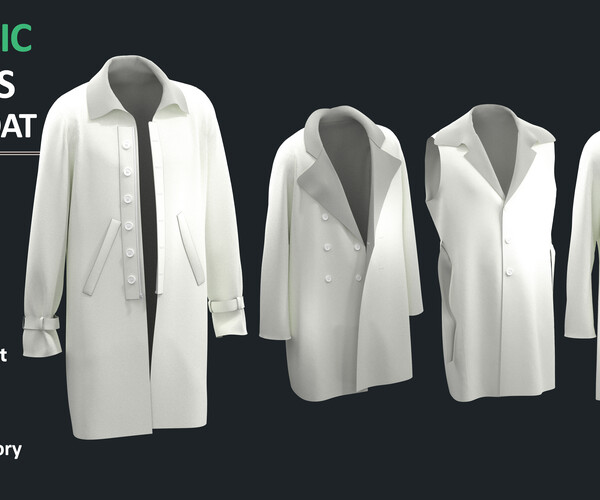 Artstation - 17 Basic Men's Coat   Overcoat   Jacket Pack 