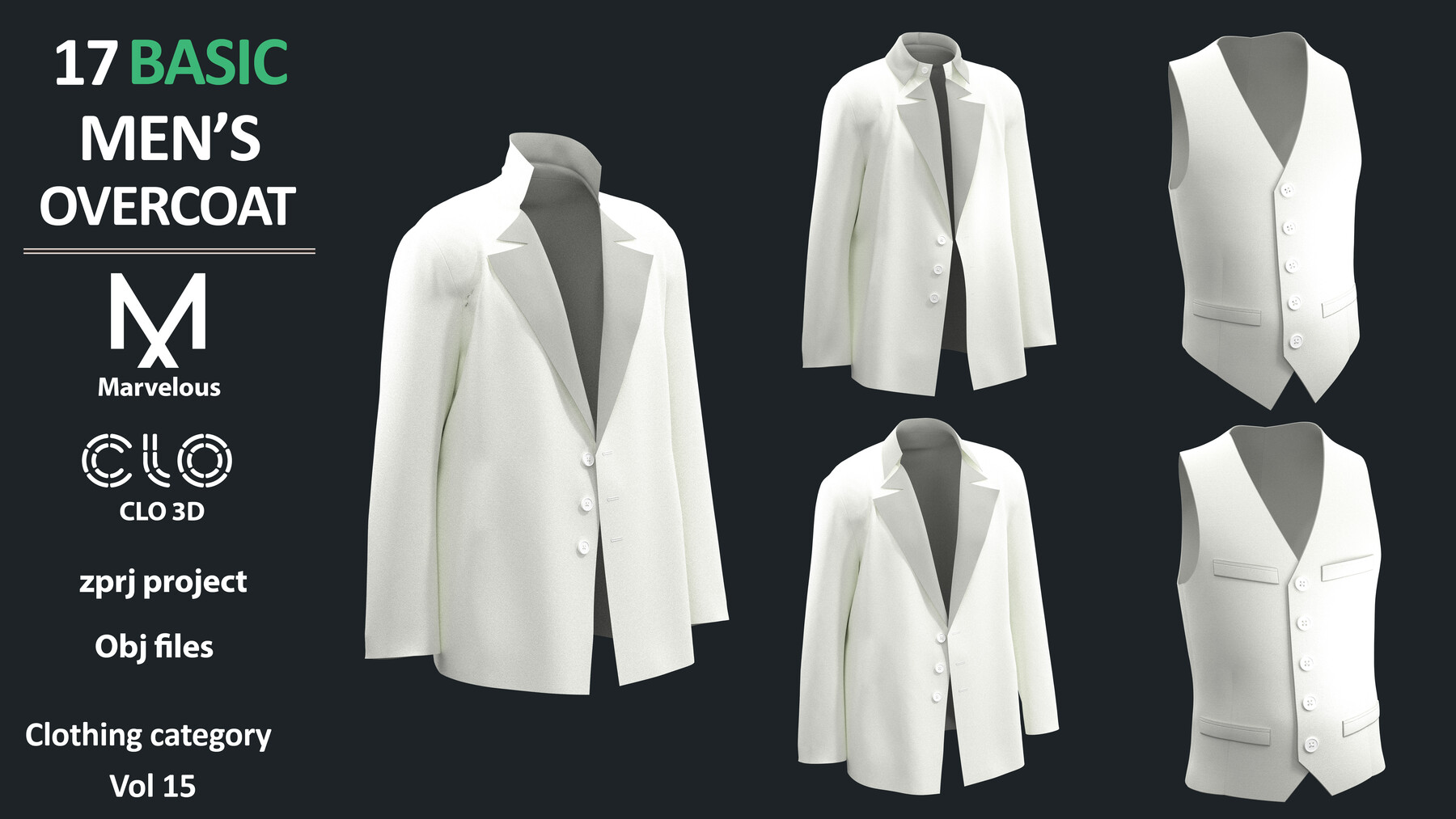 ArtStation - 17 BASIC MEN'S COAT / OVERCOAT / JACKET PACK | Marvelous ...