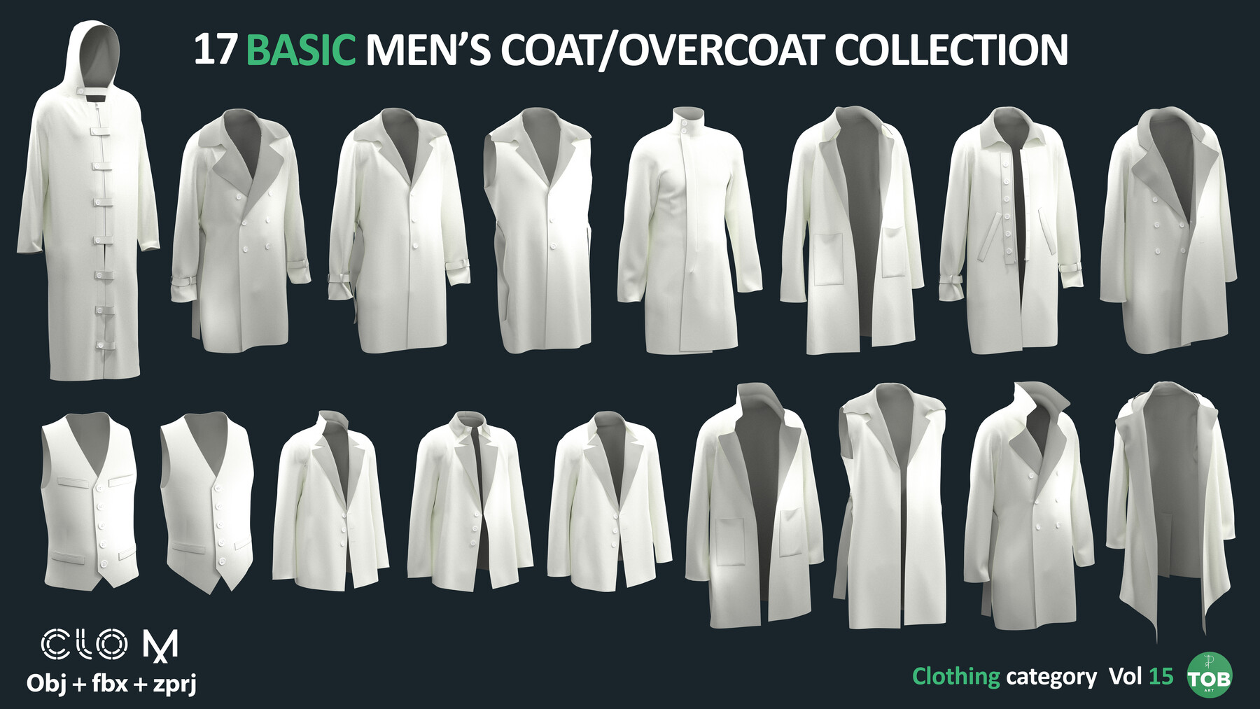 ArtStation - 17 BASIC MEN'S COAT / OVERCOAT / JACKET PACK | Marvelous ...