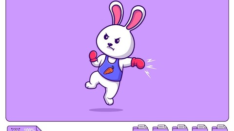 Cute Rabbit Boxing Cartoon Vector Icons Illustration. Flat Cartoon Concept. Suitable for any creative project.