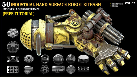 50 Industrial Hard Surface Robot Kitbash_vol 02