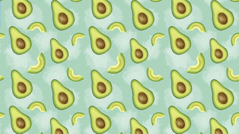 Awww Avocados Illustrated Seamless Pattern