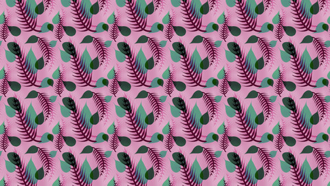 Neon Leaves Illustrated Seamless Pattern