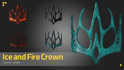 Ice And Fire Crown - Free Game Asset - 5 Material set