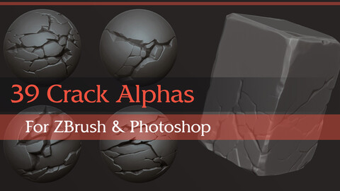 39 Stylized Crack Alphas (Zbrush, Photoshop)