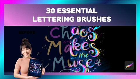 Procreate Brush Lettering | 30 Essentials Lettering Brushes