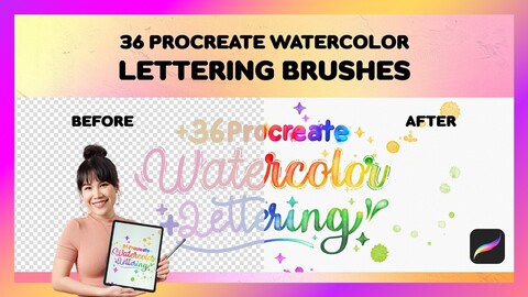 Procreate Lettering Brushes | 36 Watercolor Lettering Brushes