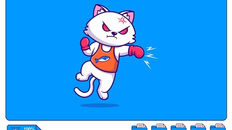 Cute Cat Boxing Cartoon Vector Icons Illustration. Flat Cartoon Concept. Suitable for any creative project.