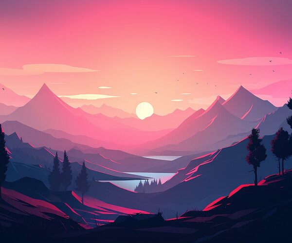 ArtStation - Sunset Mountains | Artworks