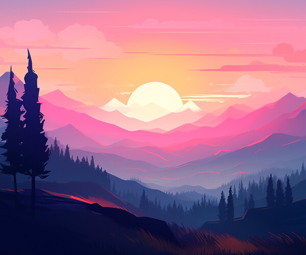 ArtStation - Sunset Mountains | Artworks