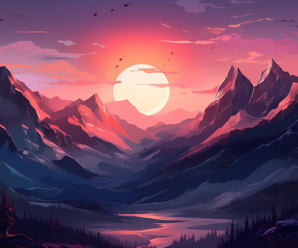 ArtStation - Sunset Mountains | Artworks