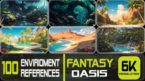 100 Fantasy Oasis Landscape - Environment References | 6K Resolution