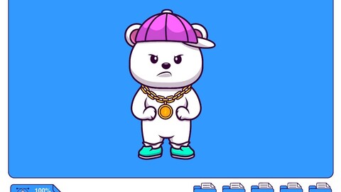 Cool Polar Bear Wearing Necklace And Hat Cartoon Vector Icons Illustration. Flat Cartoon Concept. Suitable for any creative project.