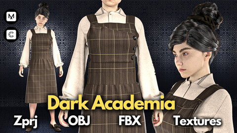 Dark Academia No.1 : Marvelous Designer + Clo3d + OBJ + FBX + Texture