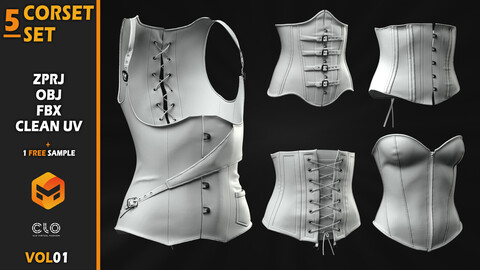 5 Corset set - VOL01 / Clo3d(MD) ProJect + Free sample