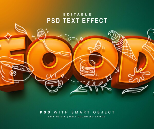 ArtStation - 3D Food. PSD fully editable text effect. Layer style PSD ...