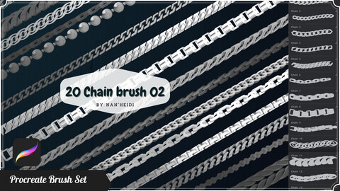 20 Chain Procreate brushes 02 _By Nan'Heidi