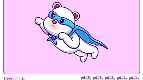 Cute Super Hero Polar Bear Flying Cartoon Vector Icons Illustration. Flat Cartoon Concept. Suitable for any creative project.