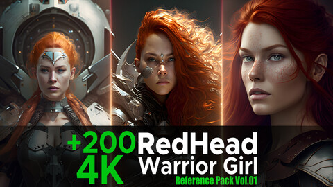 +200 RedHead Warrior Girl Concept (4K) Vol.01