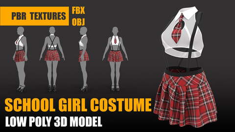 School Girl Costume Low-poly 3D model (PBR)